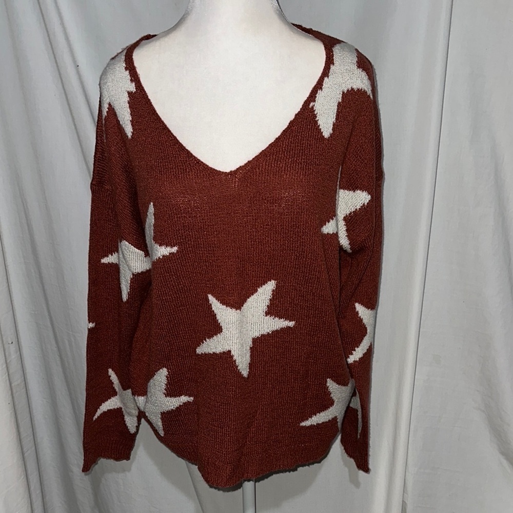 Rust Star Pattern Pink Lily Sweater size small